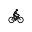 A set of bicyclists riding bikes and wearing a safety helmet in silhouette