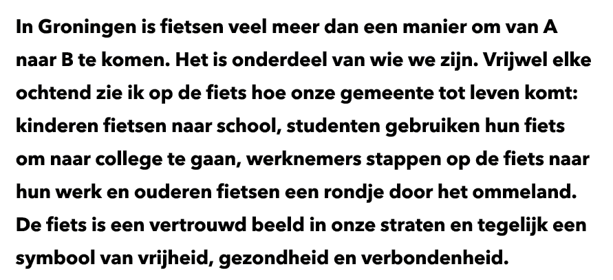 In Groningen is fietsen veel meer dan een manier om van A naar B te komen. Het is onderdeel van wie we zijn. Vrijwel ...